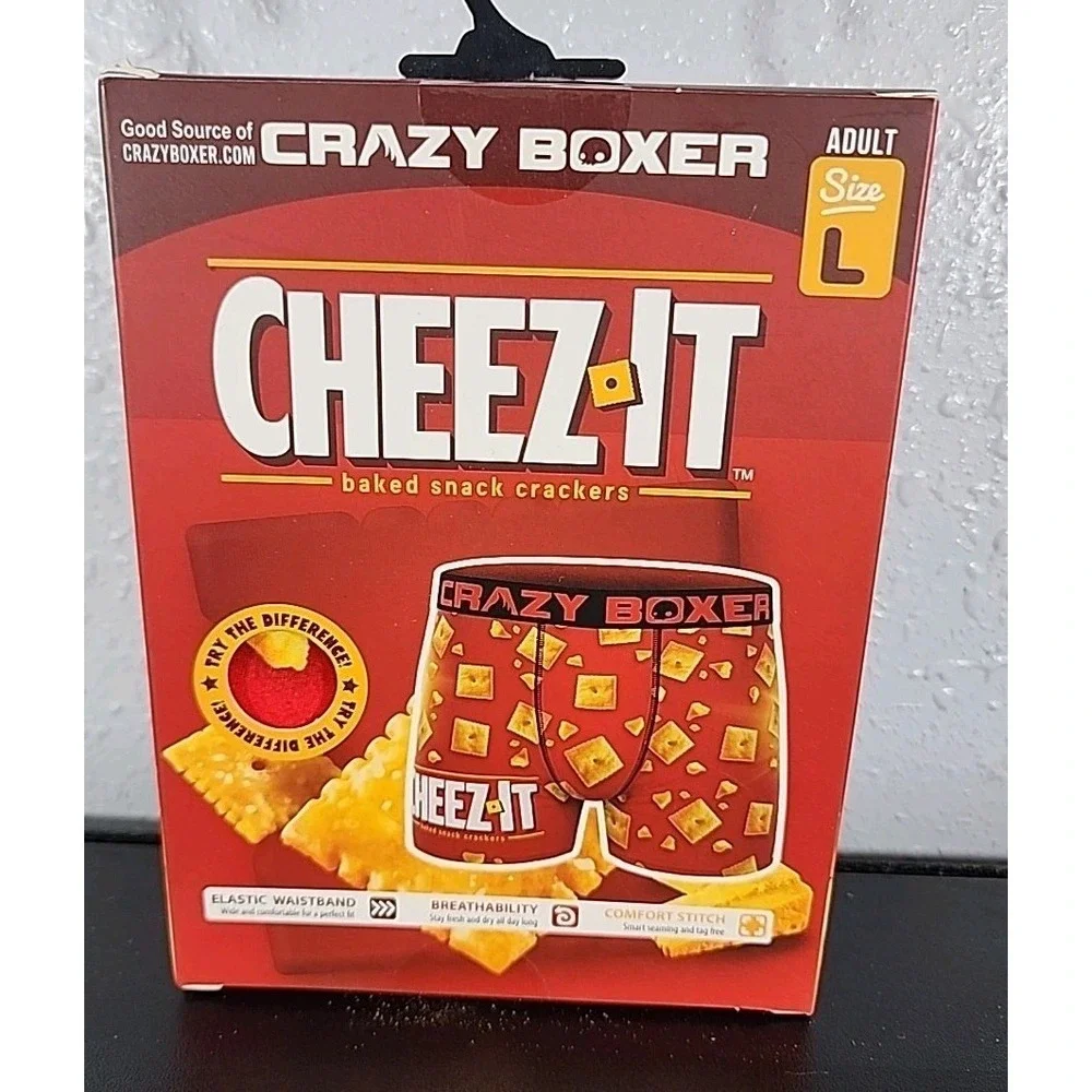 CHEEZ-IT Novelty Underwear Sz Large From Crazy Boxer Funny Colorful NEW IN BOX